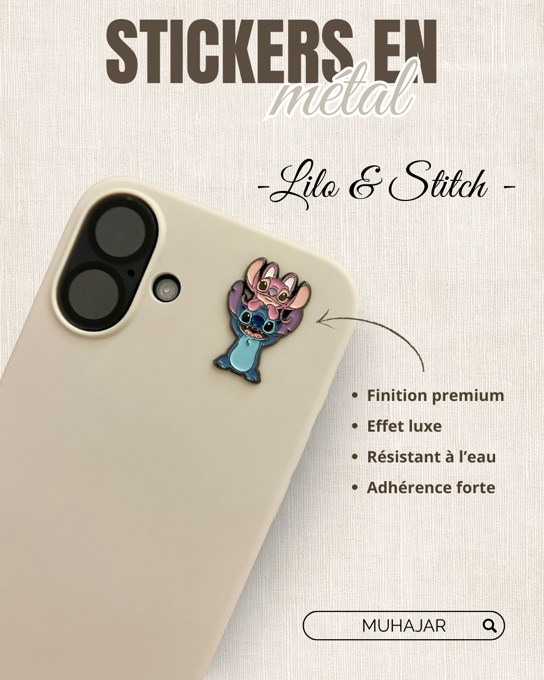 Stickers métal - Lilo & Stitch